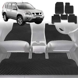 6D Diamond Car Floor Mats for Nissan X-TRAIL 2007-2014-Full Set-Black-Outback GT