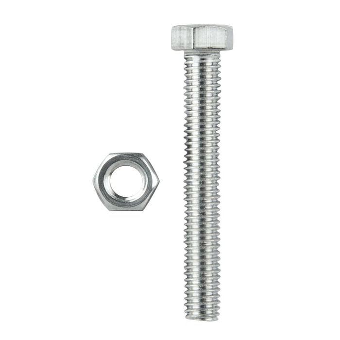 Pinnacle M8 x 75mm Zinc Plated Hex Head Bolts And Nuts - 2 Pack