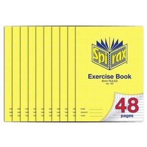 10x Spirax 70 Gsm 48 Pages A4 8mm Ruled No.100 Exercise Book School Notebook