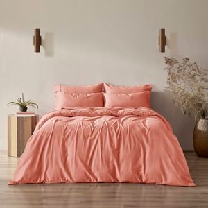 Serene 400TC Bamboo Cotton Sateen Quilt Cover Set Clay - Single Bed
