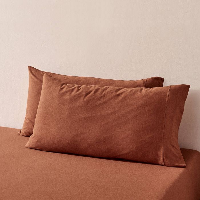 Dreamaker Jersey Luxe 100% Cotton King Pillowcase Twin Pack Rust