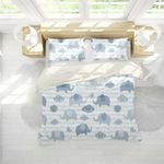 3D Cartoon Elephant Blue Animal Quilt Cover Set Bedding Set Duvet Cover Pillowcases LXL