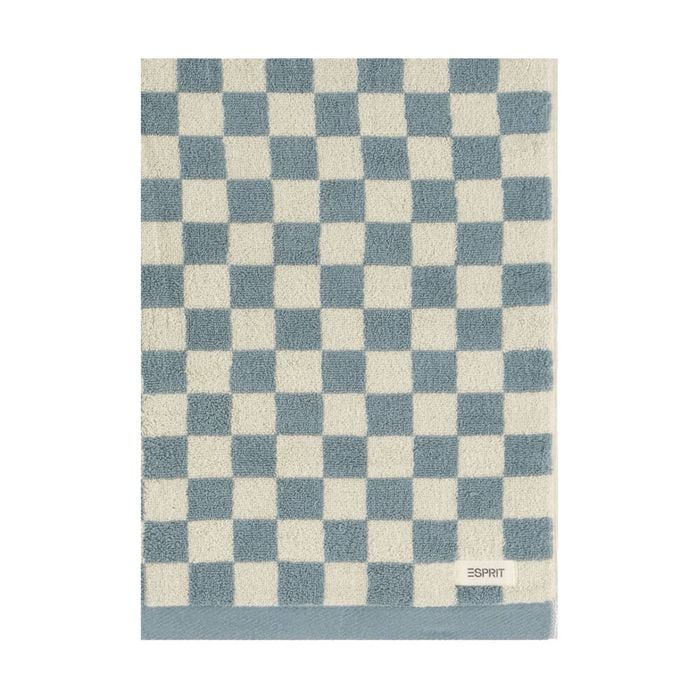 Esprit 550GSM Zenith Bathroom Cotton Bath Towel Checkered Chambray Blue