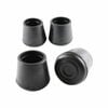 Surface Gard 25mm Black Round External Rubber Chair Tips - 4 Pack