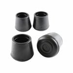 Surface Gard 25mm Black Round External Rubber Chair Tips - 4 Pack