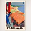 Galrie Monte Carlo Vintage Tennis Travel Poster - Perfect Wall Art for Any Space, Wood Frame, 70 x 100cm (28 x 40inch)