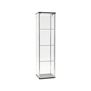 West Glass Display 4 Tier Cabinet Trophy Display Storage Shelf 1 Door Led Lights Black