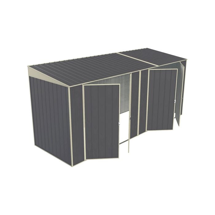 Build-a-Shed 1.5 x 4.5 x 2.0m Skillion Double Plus Double Hinged Side Doors Shed - Grey