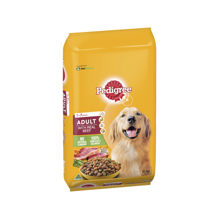 Pedigree 20kg Adult Real Beef Dry Dog Food