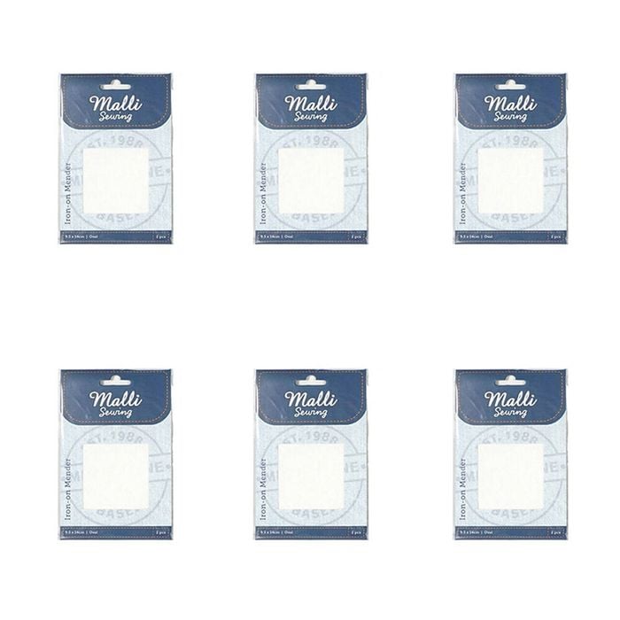 6pk Malli Sewing Black/white Asstd  Iron-on Mender Fabric Patch