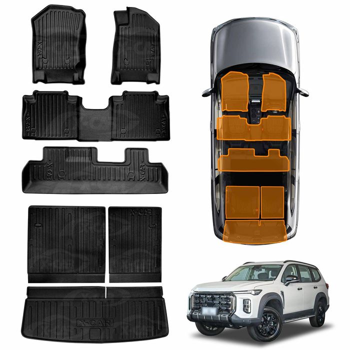 3d Floor Mats Boot Liners For Ldv D90 2025-onwards Heavy Duty All-weather Car Mats & 3 Pcs Version Trunk Cargo Tray