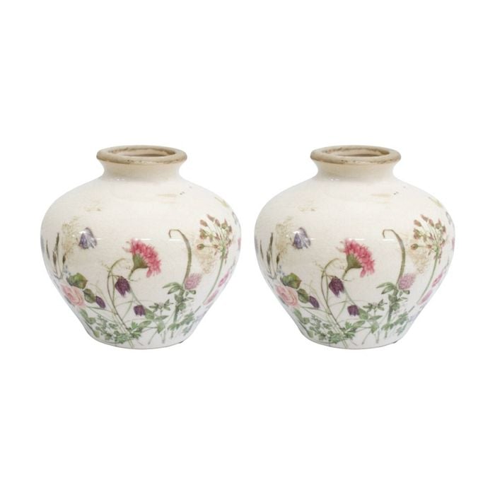 2pk Lvd Bud Botanical Ceramic Jug/vase Home/garden Decor 12.5x12.5x12.5cm