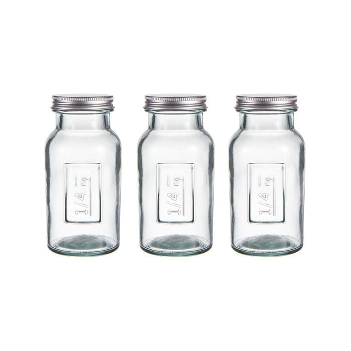 3PK Ladelle Eco Recycled Rustico 250ml Clear Storage Glass Bottle Container