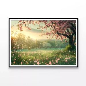 Field Of Flowers with Trees  Print 100% Australian Made 120x90cm  (Poster)