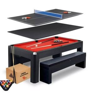 Topone Majestic 3-in-1 Pool Table 7ft | Dining & Table Tennis Combo With Benches