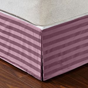 CottonMore 500TC 100% Premium Cotton Bed Skirt Bed Valance Striped pattern - Queen