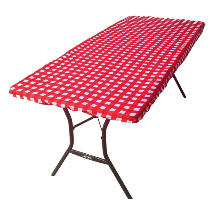 Fitted Waterproof Tablecloth - Red & White Gingham