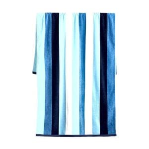 Canningvale Sorrentina Velour Beach Towel Linea Azure Blue Stripe 80x160cm