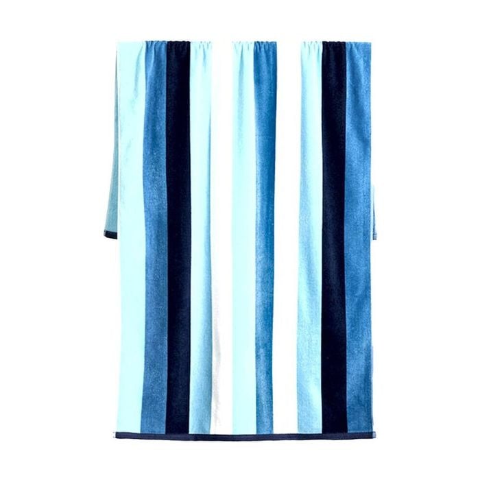 Canningvale Sorrentina Velour Beach Towel Linea Azure Blue Stripe 80x160cm