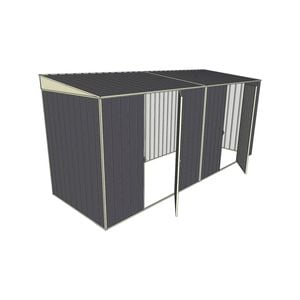 Build-a-Shed 1.5 x 4.5 x 2m Dual Single Hinged Side Door Skillion Shed - Grey