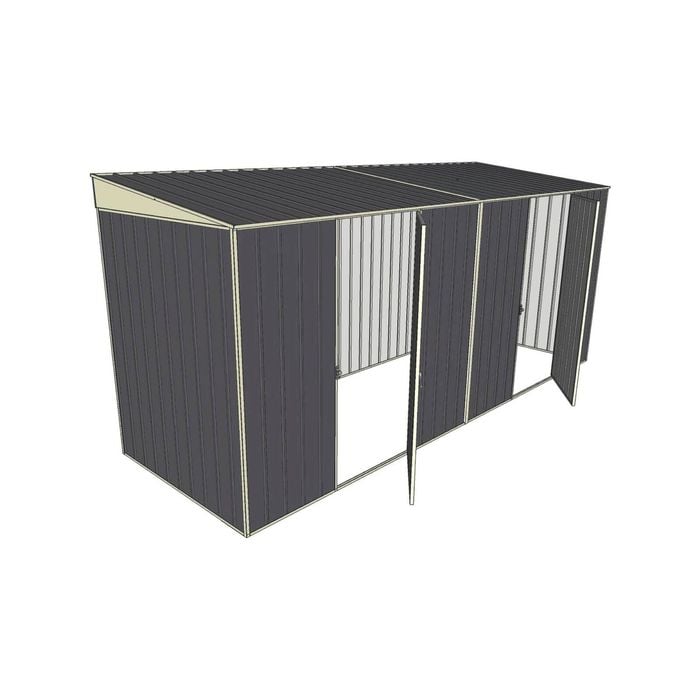 Build-a-Shed 1.5 x 4.5 x 2m Dual Single Hinged Side Door Skillion Shed - Grey