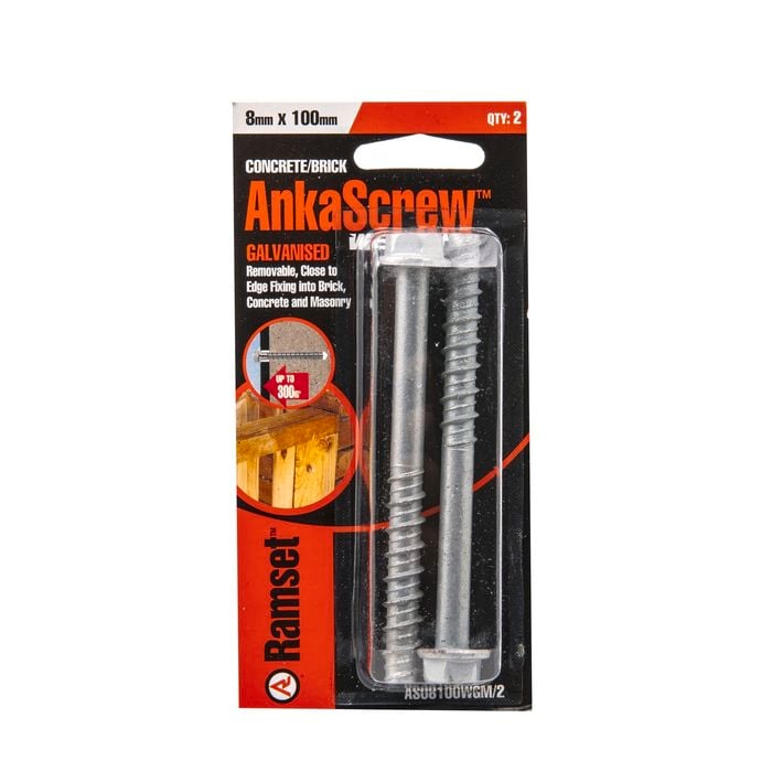 Ramset 8 x 100mm Galvanised AnkaScrew Masonry Anchor - 2 Pack