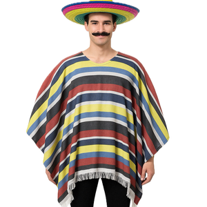 s MEXICAN PONCHO Spanish Costume Wild West Cowboy Party Bandit Fiesta