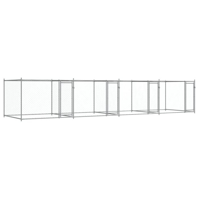 vidaXL Dog Cage with Doors Dog Kennel Crate Animal House Grey Galvanised Steel 8x2x1.5 m