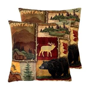Catzon 2 Pcs Rustic Throw Pillow Covers Short Plush for Christmas Decor