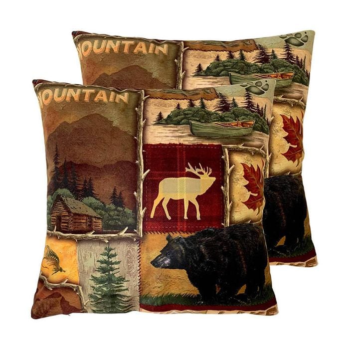 Catzon 2 Pcs Rustic Throw Pillow Covers Short Plush for Christmas Decor