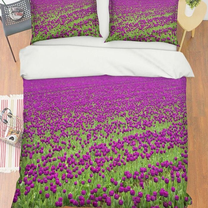 3D Purple Garden 312 Bed Pillowcases Quilt King Size