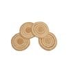 Yarra Textiles Set of 4 Round 100% Jute/Cotton Wicker Placemats - Love  25cm Beige