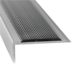 Duratac 1800mm Clear Aluminium With Black Vinyl Insert And Countersunk Holes Stair Nosing