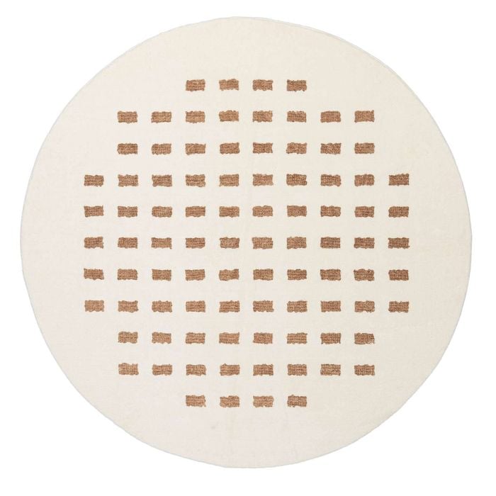 Loopsie-160cm X 160cm-balan Cream And Brown Rectangles Washable Round Rug