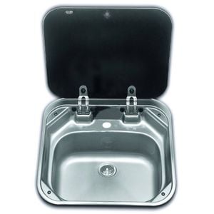 Dometic SMEV Sink with Glass Lid Flush Mount for Caravan, Camper Trailer Kitchen