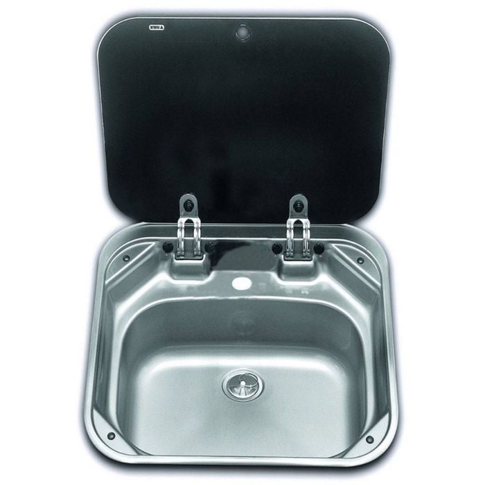Dometic SMEV Sink with Glass Lid Flush Mount for Caravan, Camper Trailer Kitchen