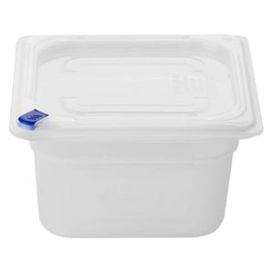 Hygiplas Gn Container With Lid Click Pp 7 Colour Clips 4 Pack 1/6 Gn 100mm 1.5ltr Commercial Food Storage
