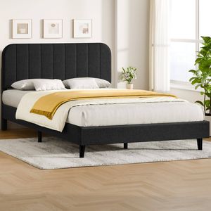 ALFORDSON Bed Frame Queen Adjustable Headboard Linen Charcoal