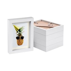 Nicola Spring 5" x 7" White 3D Box Photo Frames - 4" x 6" Mount - Pack of 5