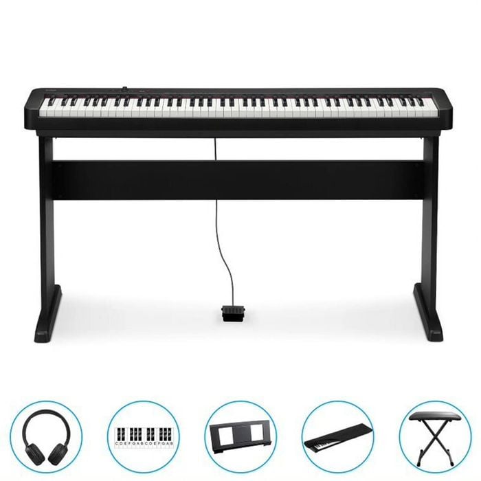 Casio CDP-S110BK 88 Key Digital Piano (Black)  BUNDLE Incl CS46 Wooden Stand + CS3 Pedal + Bonus Accessories