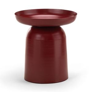 Sirkel Round Merlot Red Steel Pedestal Side Table