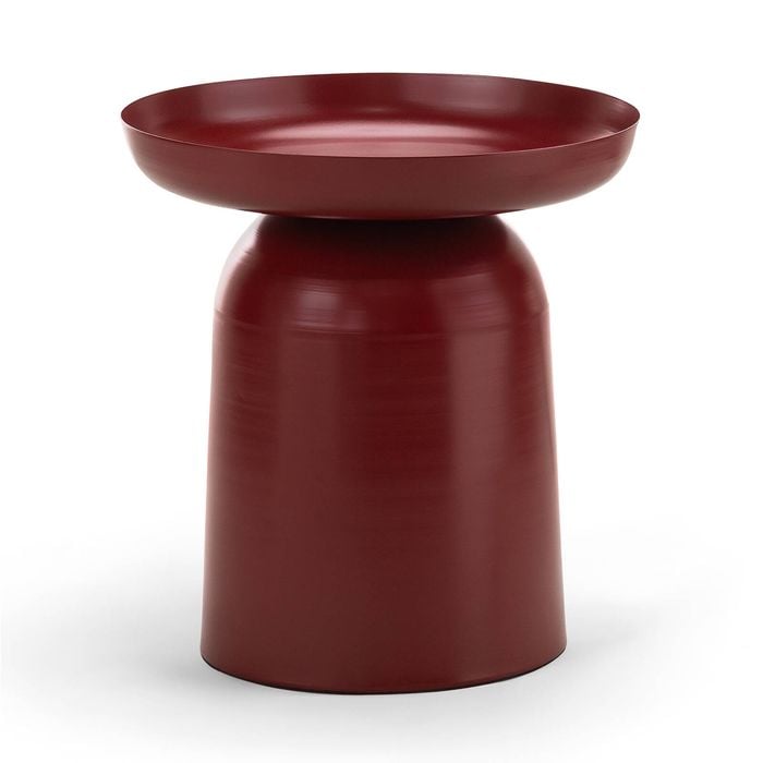 Sirkel Round Merlot Red Steel Pedestal Side Table