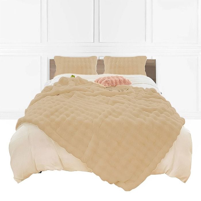 SOGA 160x200cm Coffee Double Layer Rabbit Fur Throw Blanket