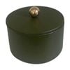 SS Collective Moss Green Stitched With Gold Decorative Round Box 16x9cm