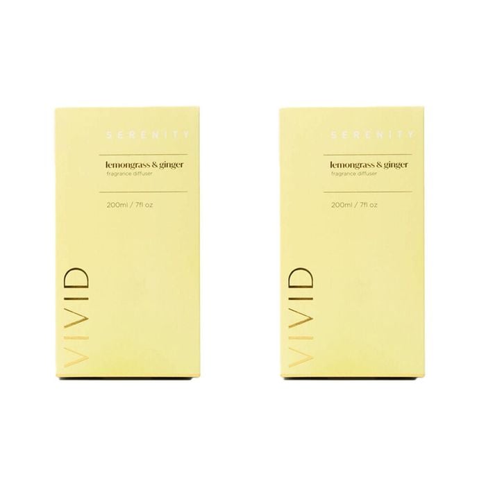 2PK Serenity Vivid Lemongrass Ginger Scent Home Fragrance Reed Diffuser 200mL