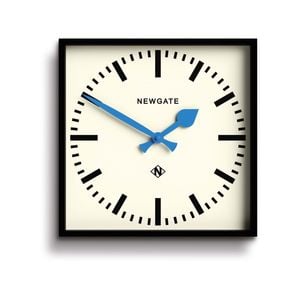 Newgate Number Five Wall Clock Black Blue Hands