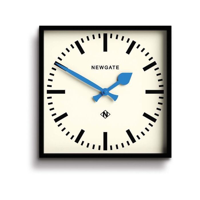 Newgate Number Five Wall Clock Black Blue Hands