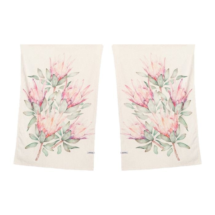 2pc Canningvale Aussie 45x70cm Cotton Tea Towel Botanical Protea