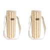 2PK LVD Sun Insulated Canvas Wine Cooler Bag 12x33cm Yellow/White Stripes