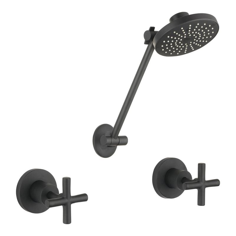 WELS 3 Star 9L/min Black Matte Resonance 1/2 Turn Cross Handle All Directional Shower Set